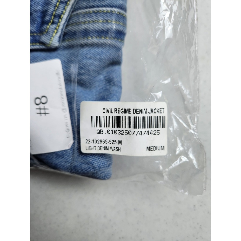 Civil Regime Embroidered Denim Trucker Jacket Streetwear -‎ Size Medium - Picture 16 of 16